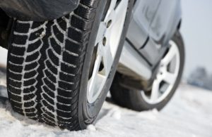 low shot of tires in winter