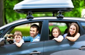 happy family in a car