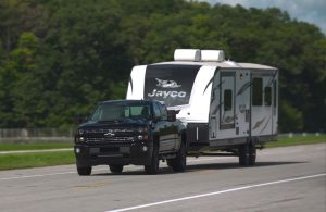 2017 Chevy Silverado 2500HD towing a trailer