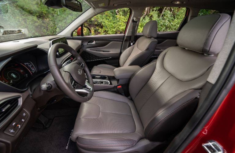 Leather seats inside the 2020 Hyundai Santa Fe