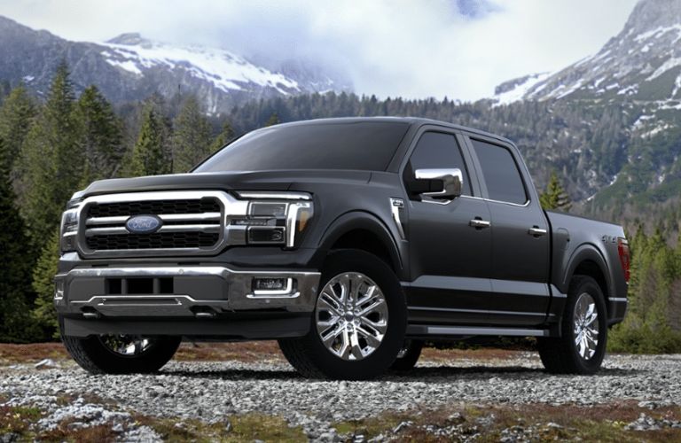 Agate Black Metallic 2024 Ford F-150 in the Mountains