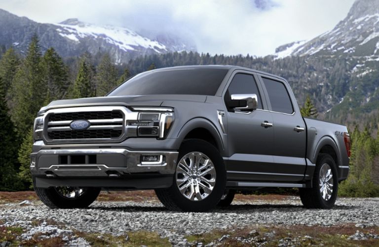 Carbonized Gray Metallic 2024 Ford F-150 in the Mountains