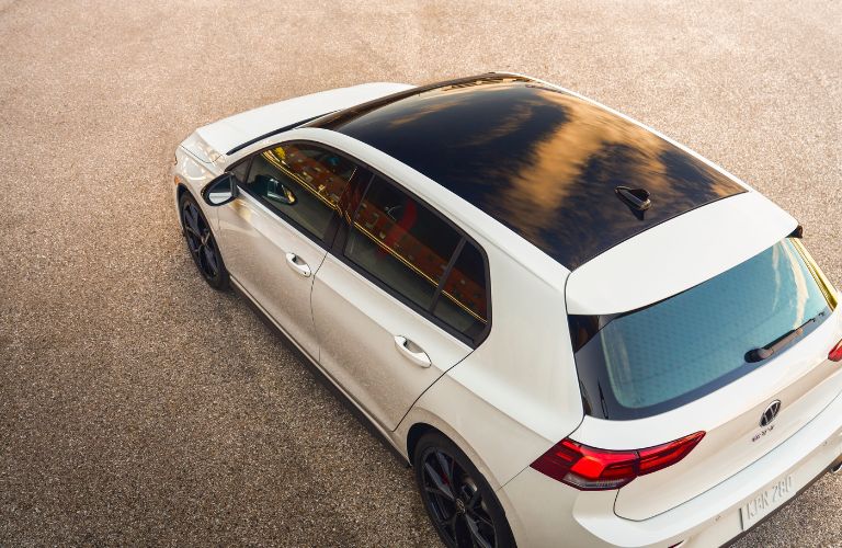 White 2024 Volkswagen Golf GTI 380 Rear Exterior and Black Roof Panel