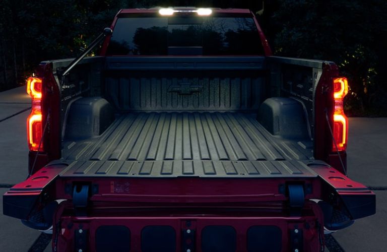 Red 2024 Chevy Silverado 1500 Bed with Tailgate Lowered and Bed Step