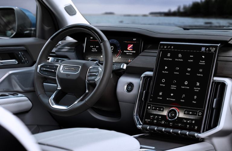 2024 GMC Acadia Denali Steering Wheel and Touchscreen Display