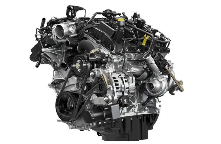 2024 Ford F-150 PowerBoost Hybrid Engine on White Background