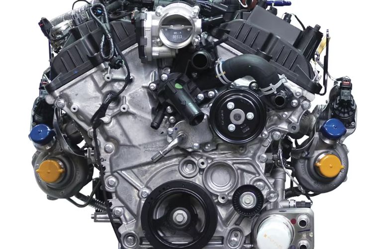 2024 Ford F-150 Raptor High-Output 3.5-Liter EcoBoost Engine on White Background